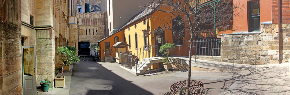 0918 St Pats courtyard 3b 150th plaques 1p